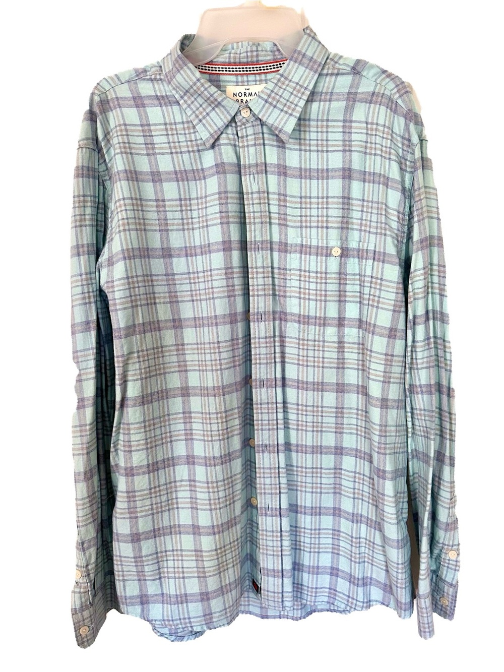 The Normal Brand Light Blue and Grey Plaid Flannel Button-Down Shirt